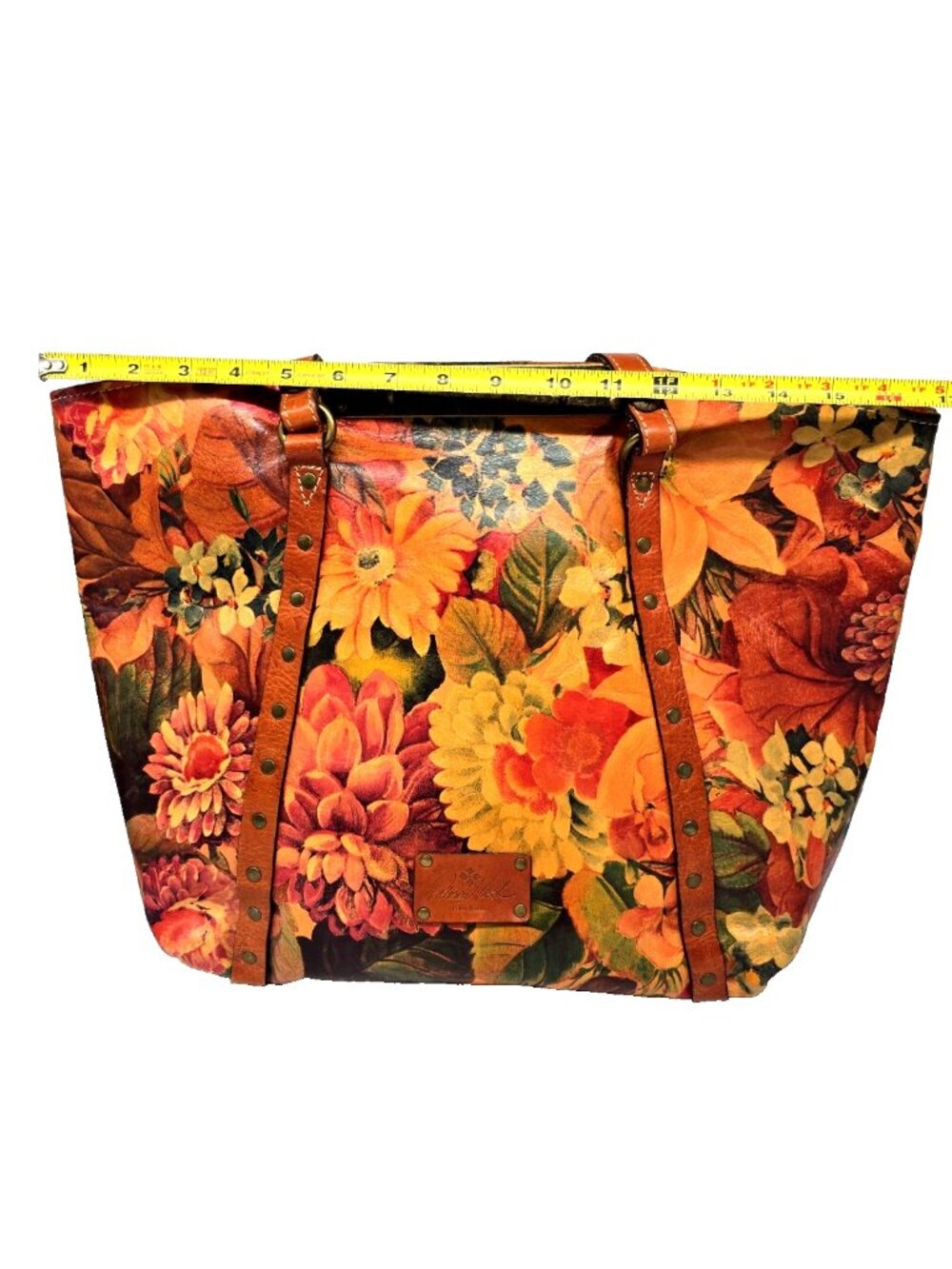Patricia Nash Benvenuto Floral Distressed Leather Tote Shoulder Bag Studded - Picture 3 of 12